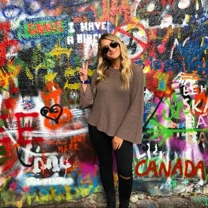 Light brown bell sleeve sweater